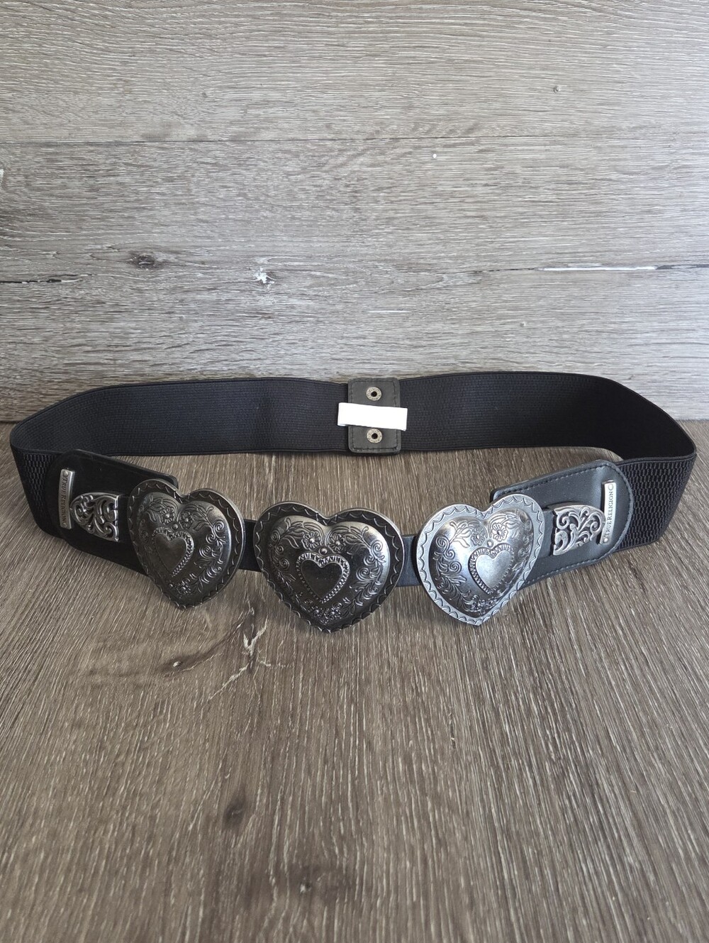 TRUE RELIGION Chrome Hearts Belt, Elastic Snap Size 1XL Black